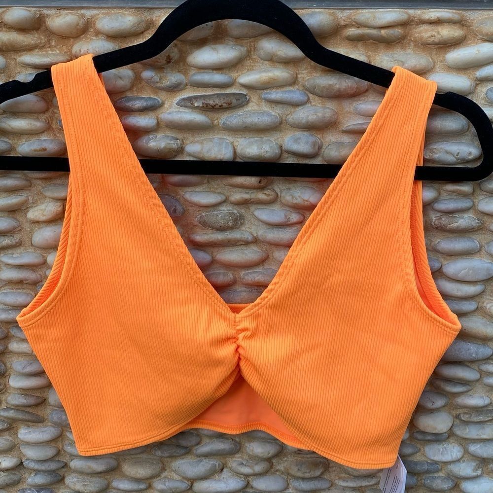 Montce Orange Ribbed V-Neck Bikini Top - Picture 4 of 7